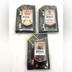 3 Disney Princess Designer Collection Limited Hinged Pin-Merida,Snow White,Moana